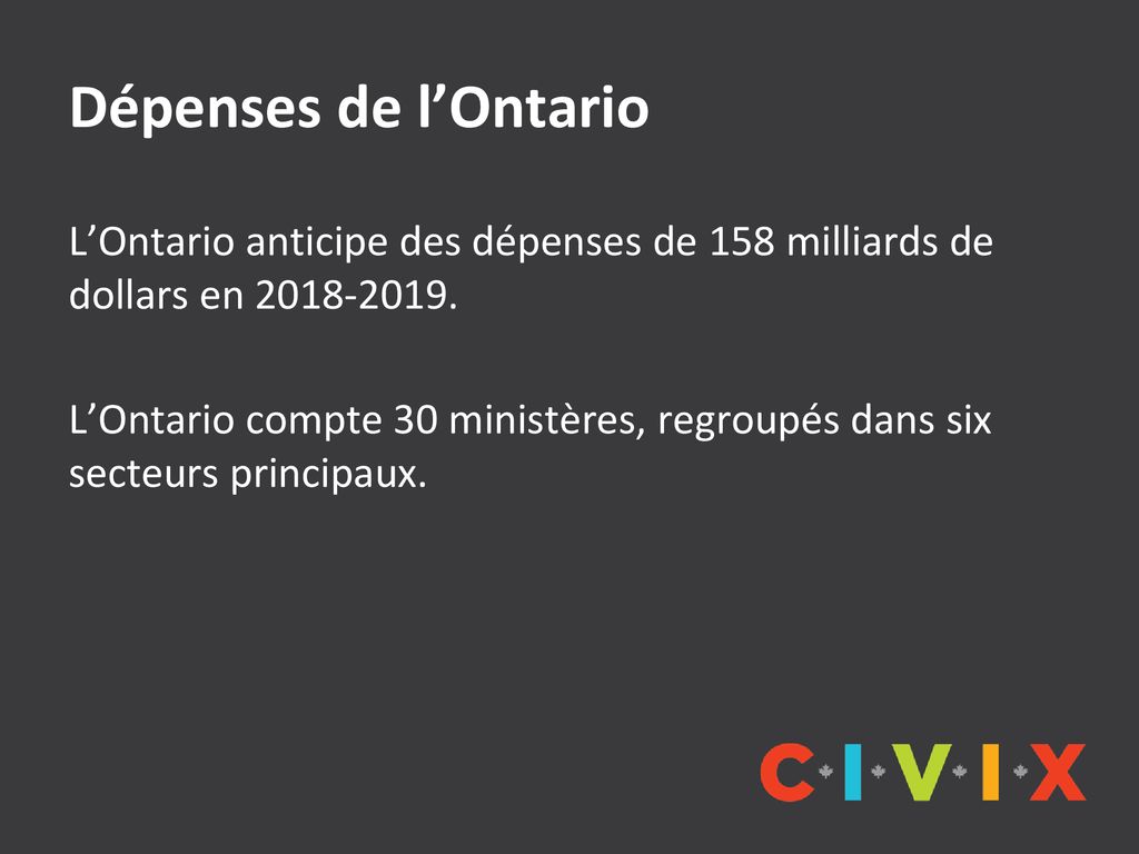 Diapositives secondaire 15B Revenus et dépenses de lOntario ppt